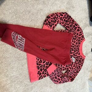 Nike Red Leopard Print Sweatshirt and Leggings Set
